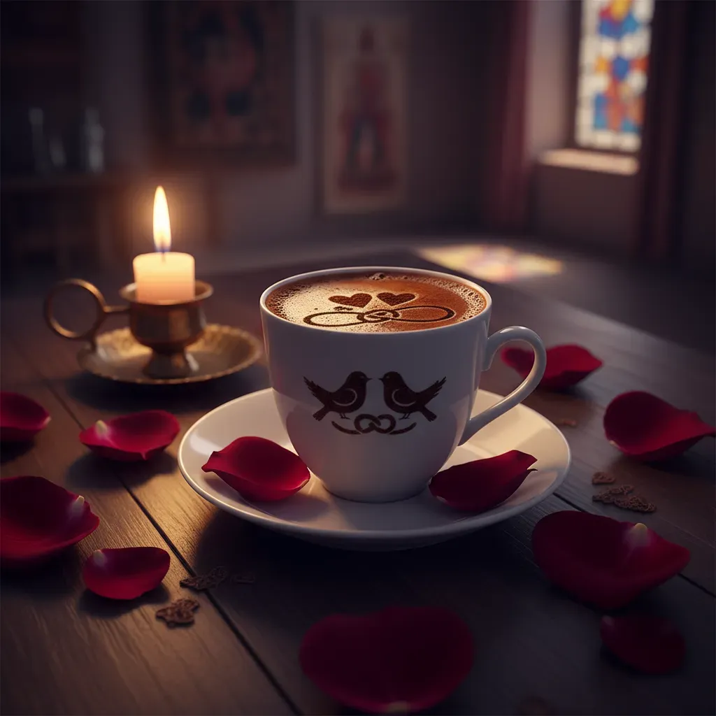 Love symbols in coffee